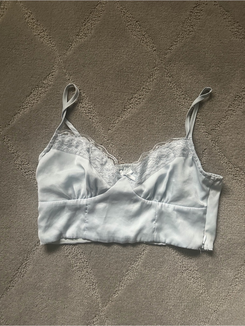 PRINCESS POLLY CROP LACE BABY BLUE CAMISOLE TOP